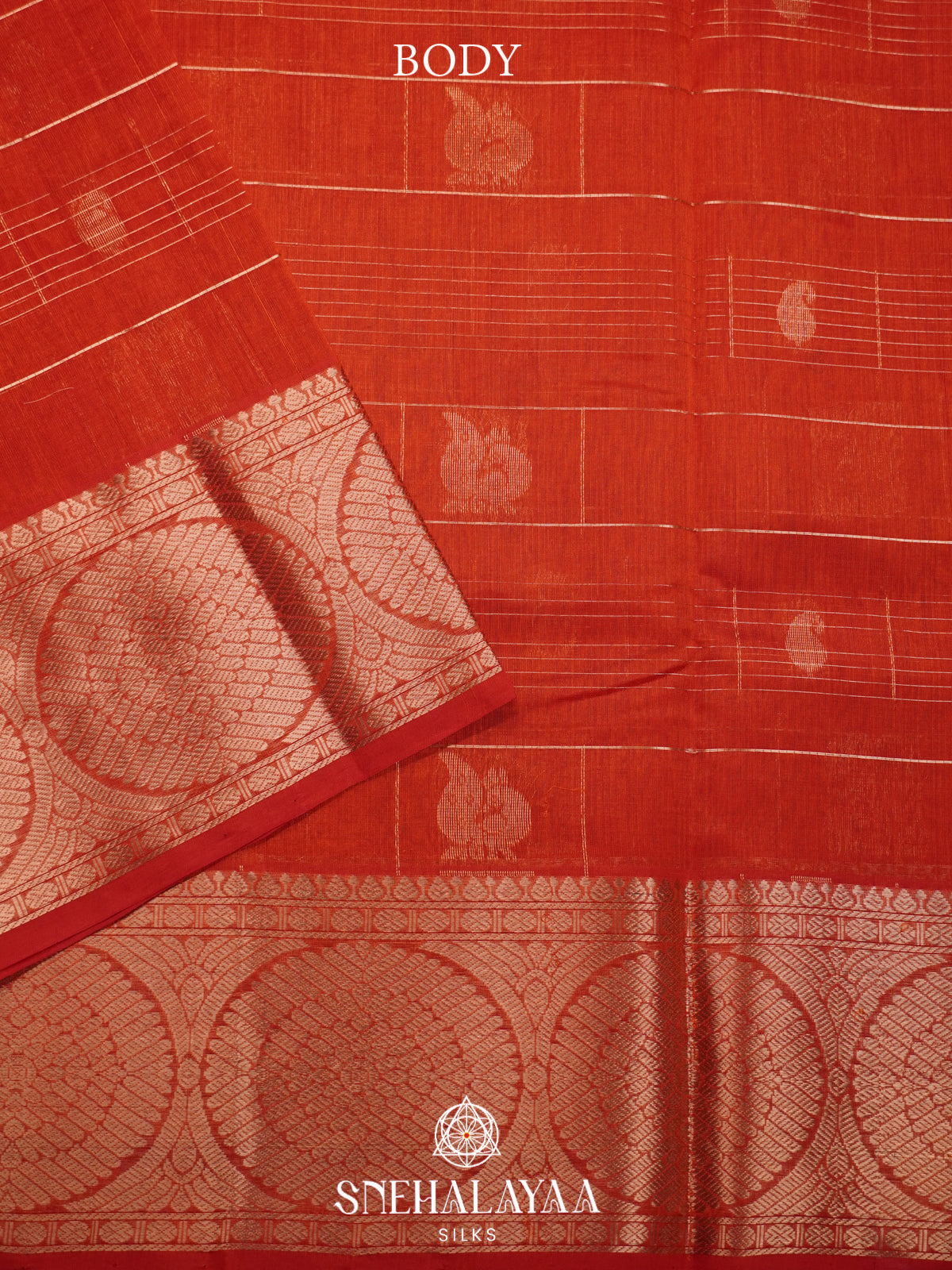 Rust Orange Mangalagiri Silk Cotton Saree