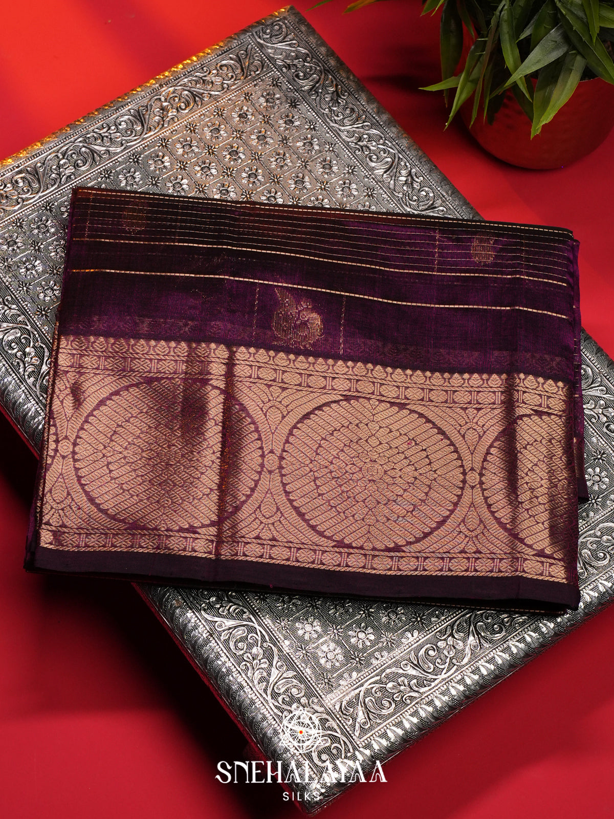 Purple Mangalagiri Silk Cotton Saree