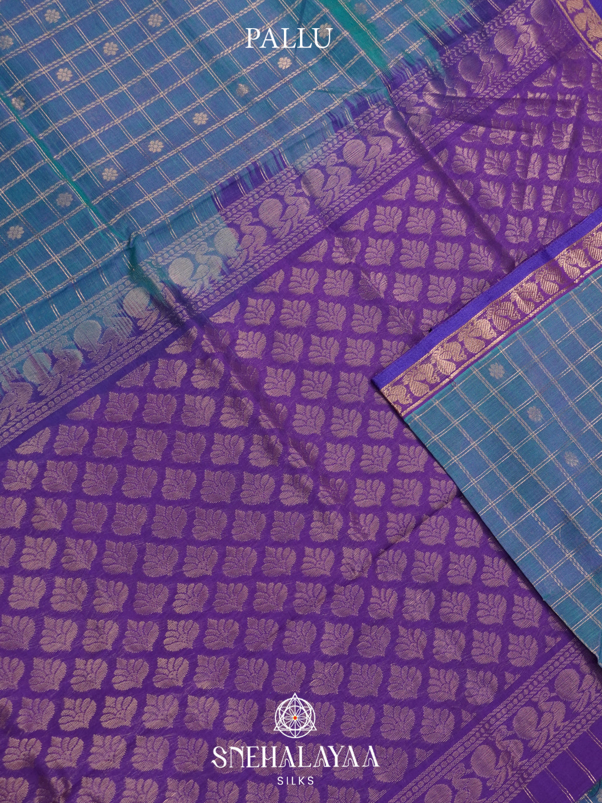 Peacock Blue Mangalagiri Silk Cotton Saree