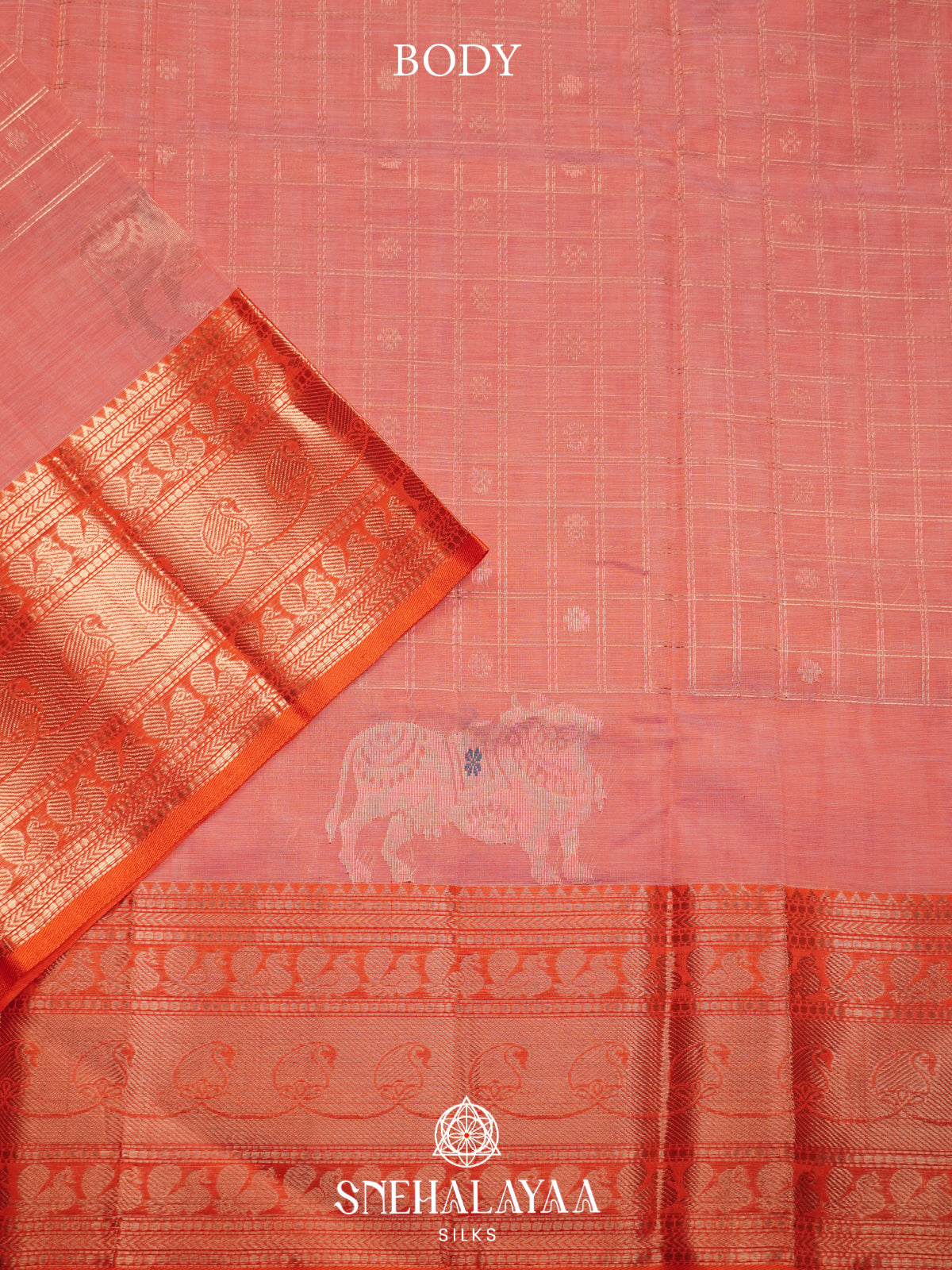 Peach Mangalagiri Silk Cotton Saree