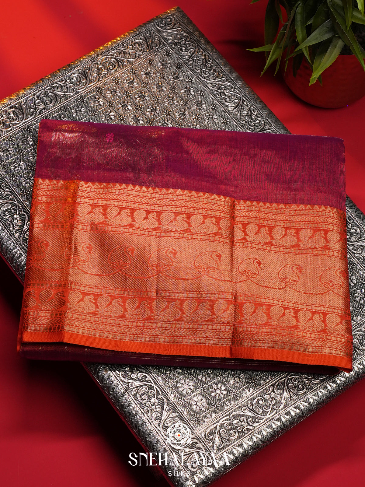 Copper Brown Mangalagiri Silk Cotton Saree