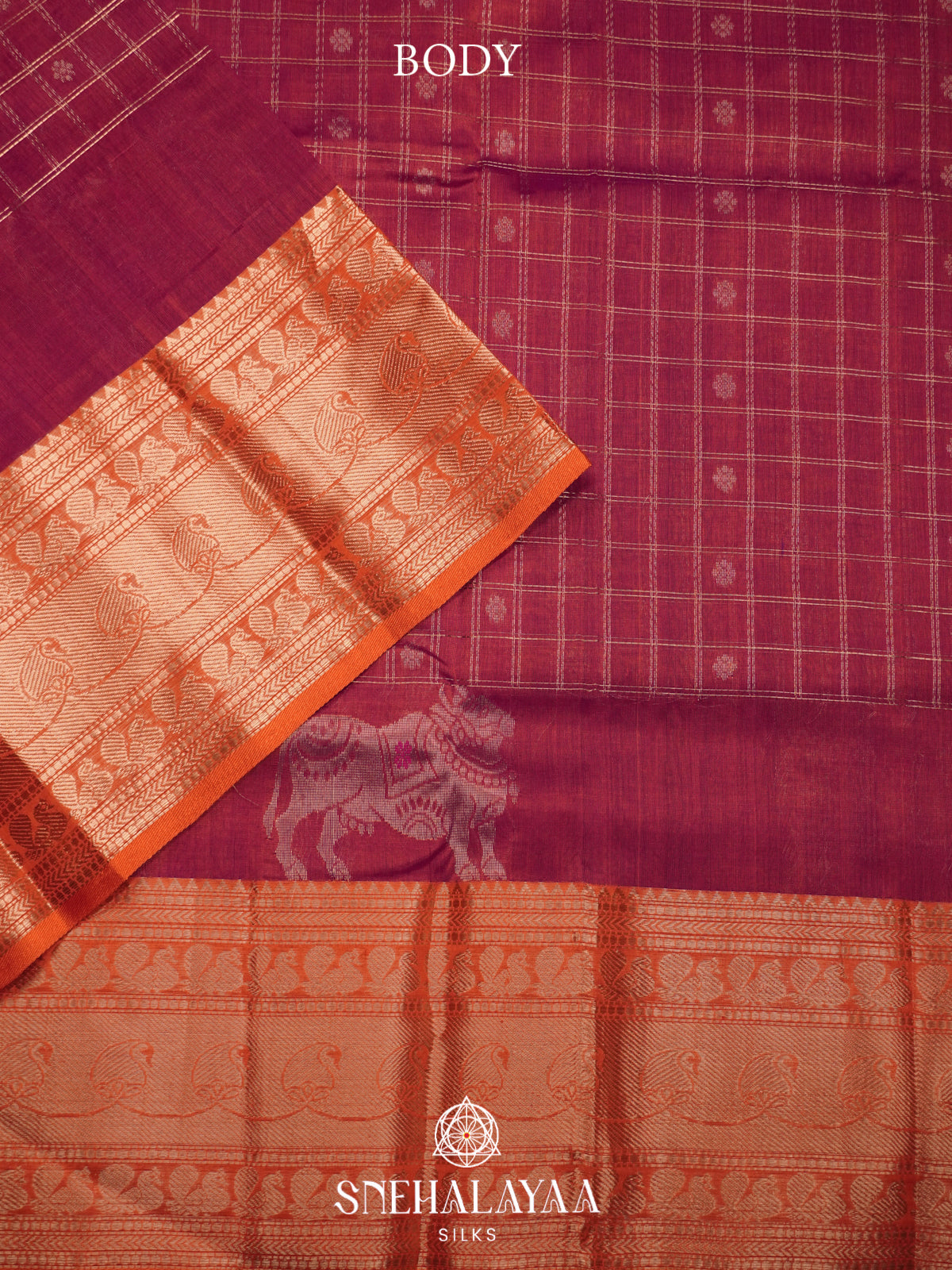 Copper Brown Mangalagiri Silk Cotton Saree
