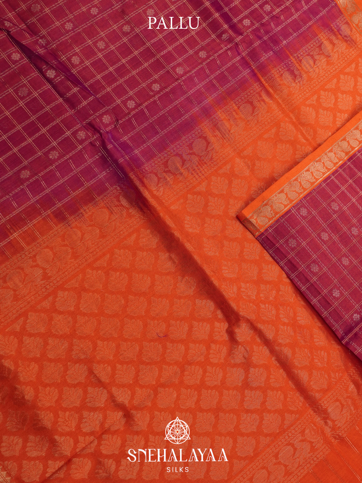Copper Brown Mangalagiri Silk Cotton Saree
