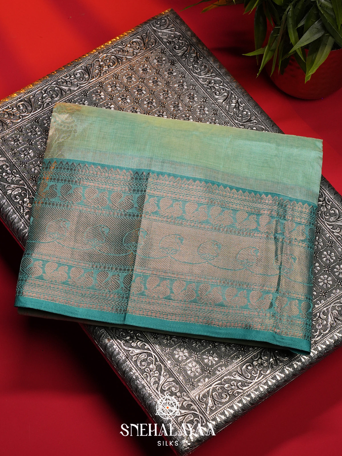 Aqua Mint Mangalagiri Silk Cotton Saree