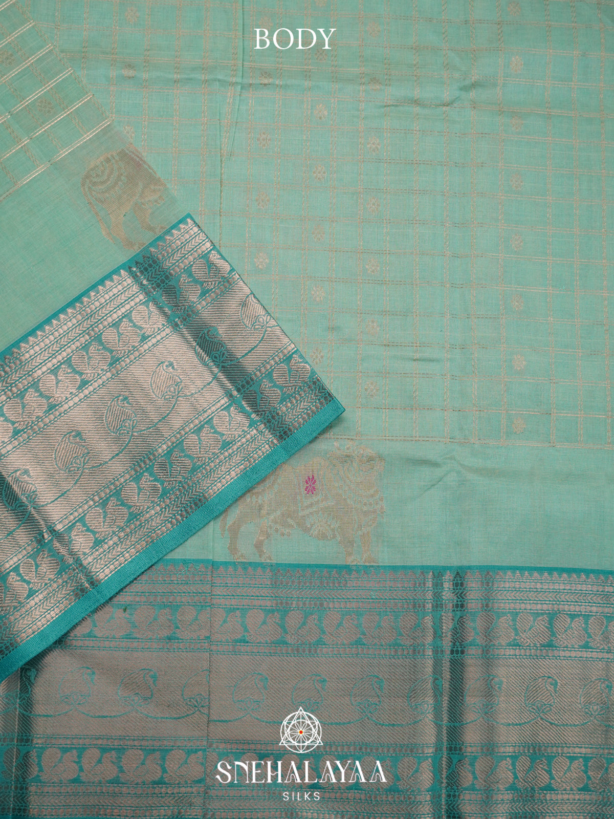 Aqua Mint Mangalagiri Silk Cotton Saree