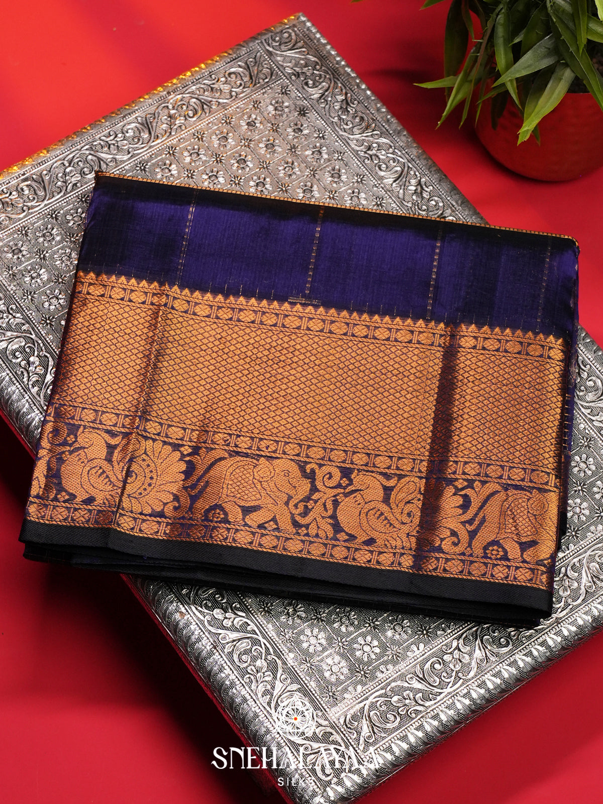 Royal Blue Mangalagiri Silk Cotton Saree