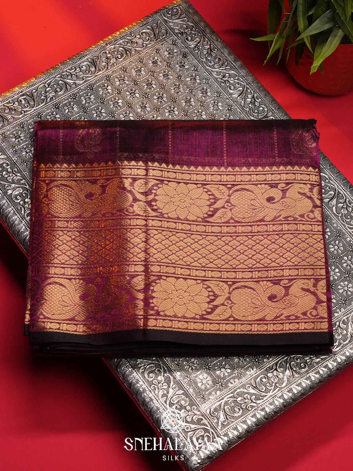 Purple Mangalagiri Silk Cotton Saree