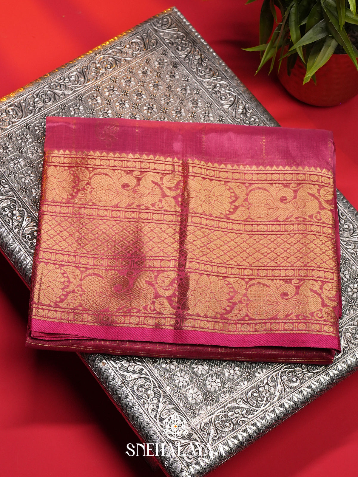 Rosewood Pink Mangalagiri Silk Cotton Saree