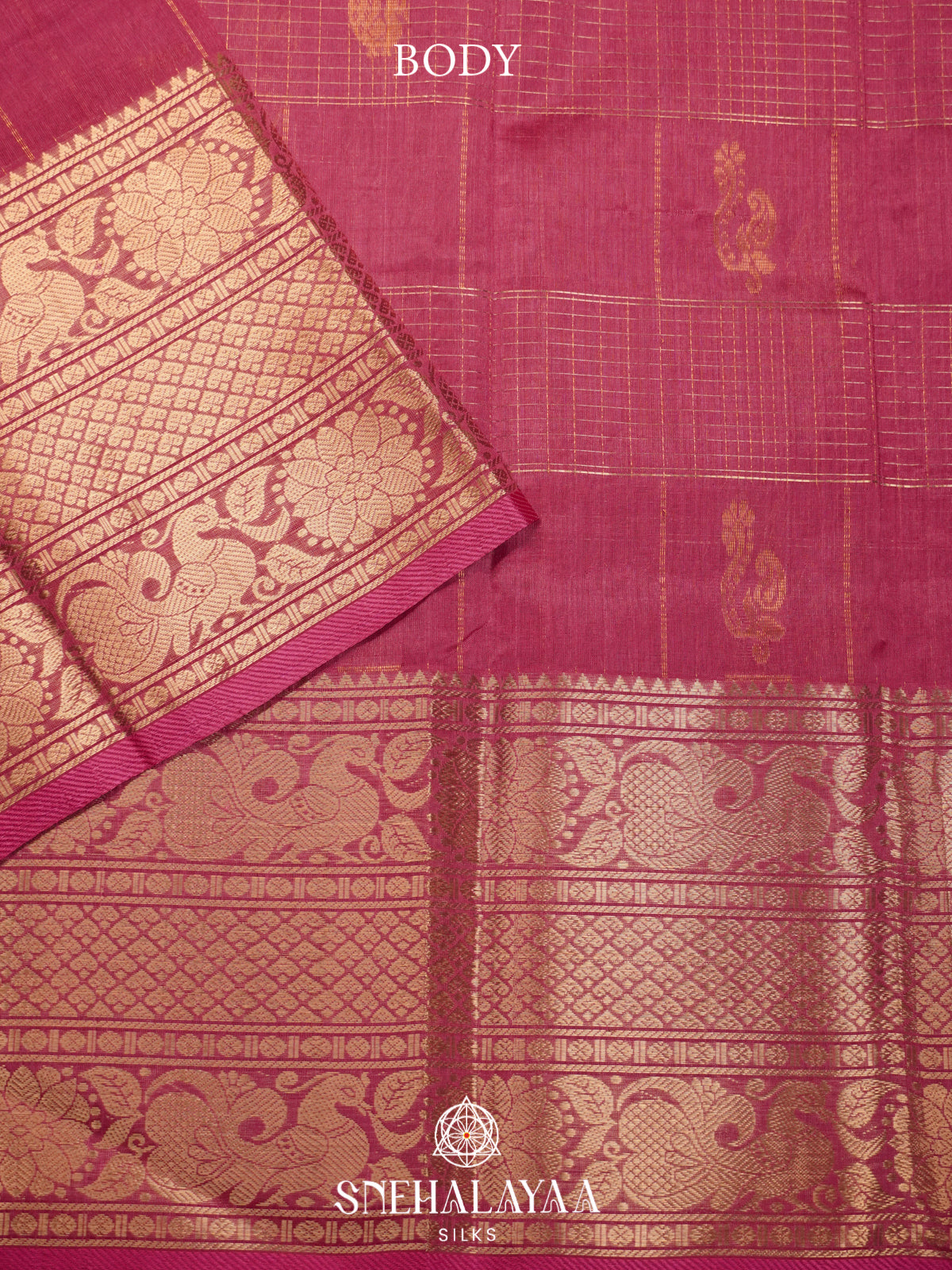 Rosewood Pink Mangalagiri Silk Cotton Saree