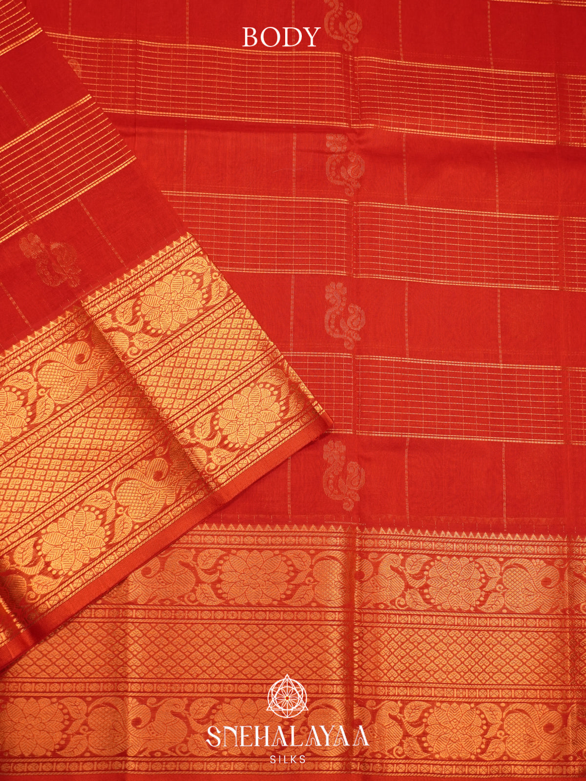 Rust Orange Mangalagiri Silk Cotton Saree