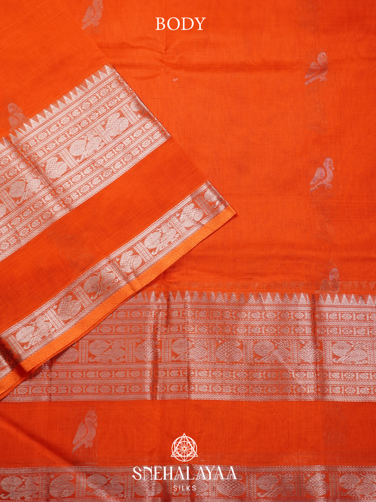 Orange Mangalagiri Silk Cotton Saree