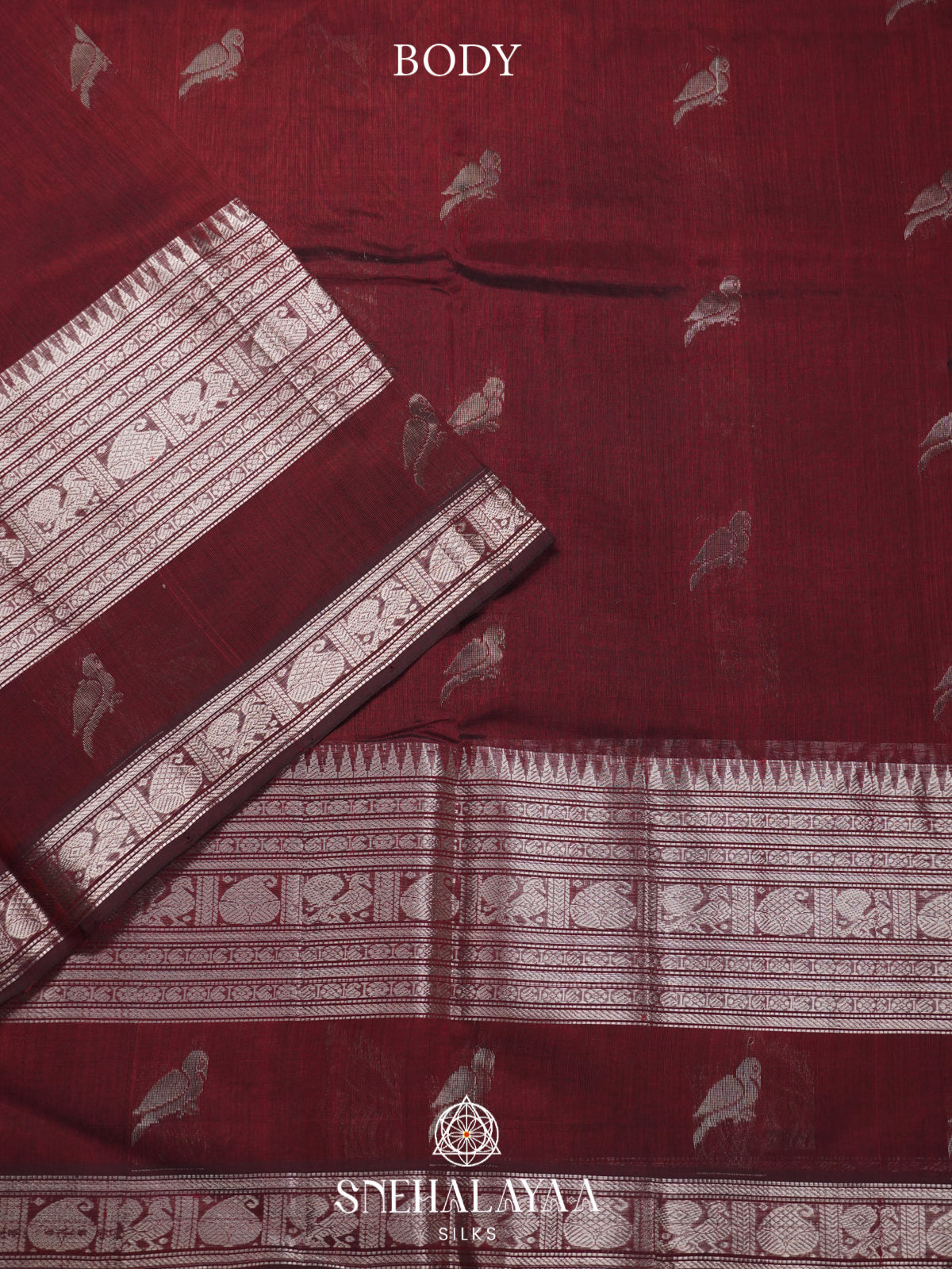 Maroon Mangalagiri Silk Cotton Saree