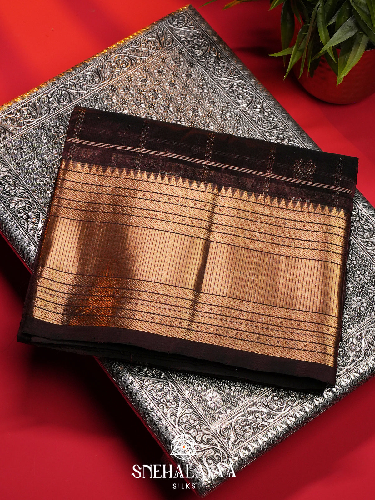 Coffee Brown Mangalagiri Silk Cotton Saree