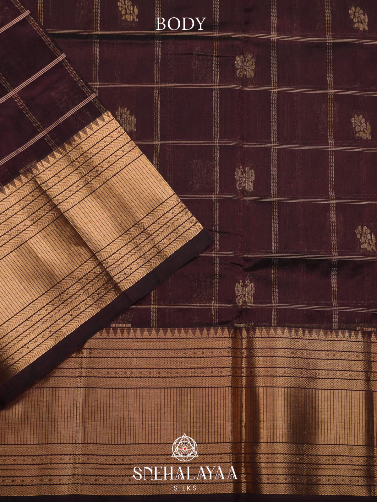 Coffee Brown Mangalagiri Silk Cotton Saree