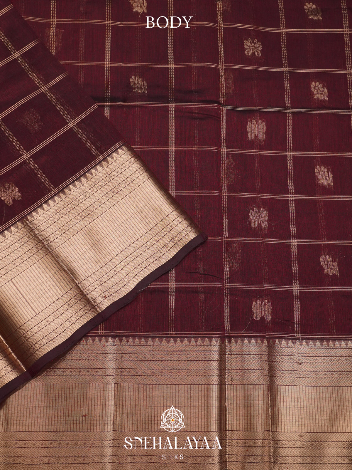Maroon Mangalagiri Silk Cotton Saree