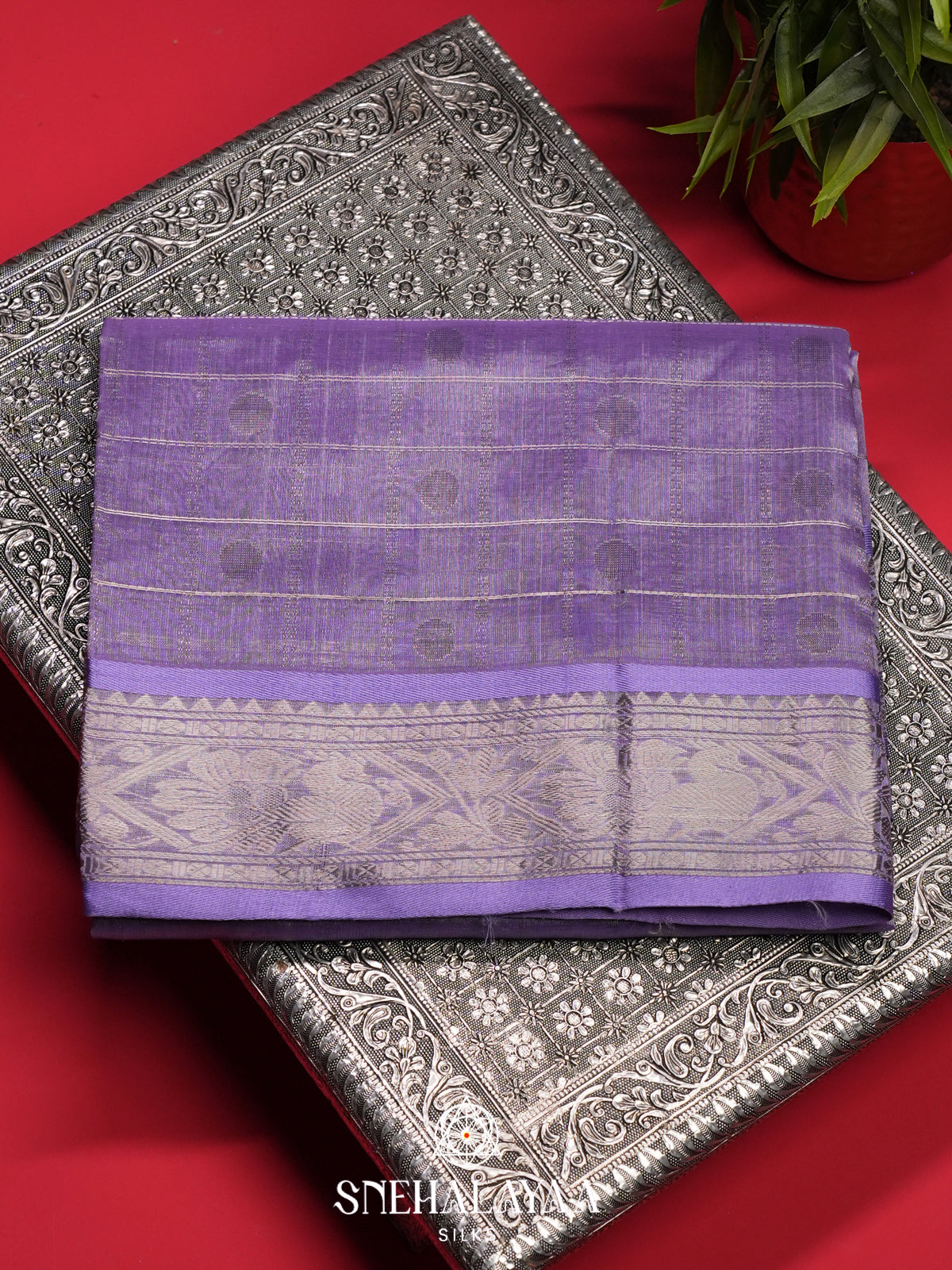 Lavender Mangalagiri Silk Cotton Saree