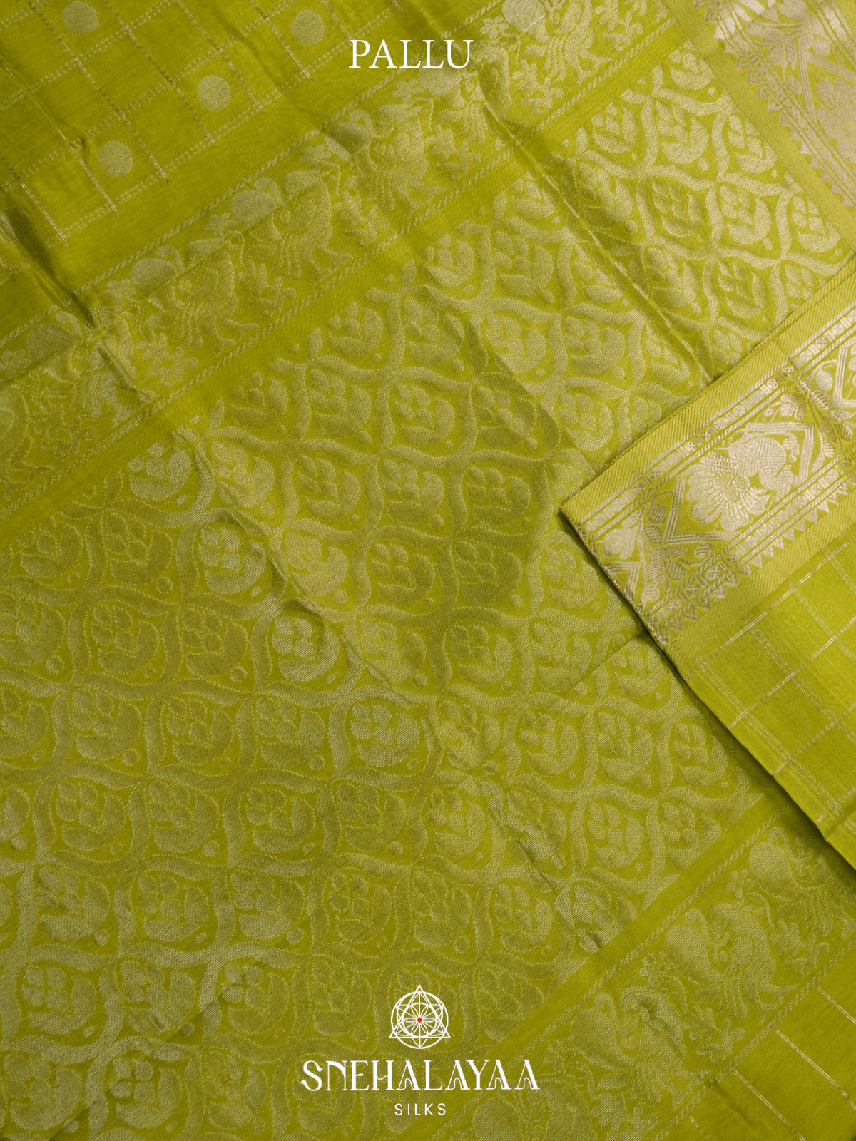 Lime Green Mangalagiri Silk Cotton Saree