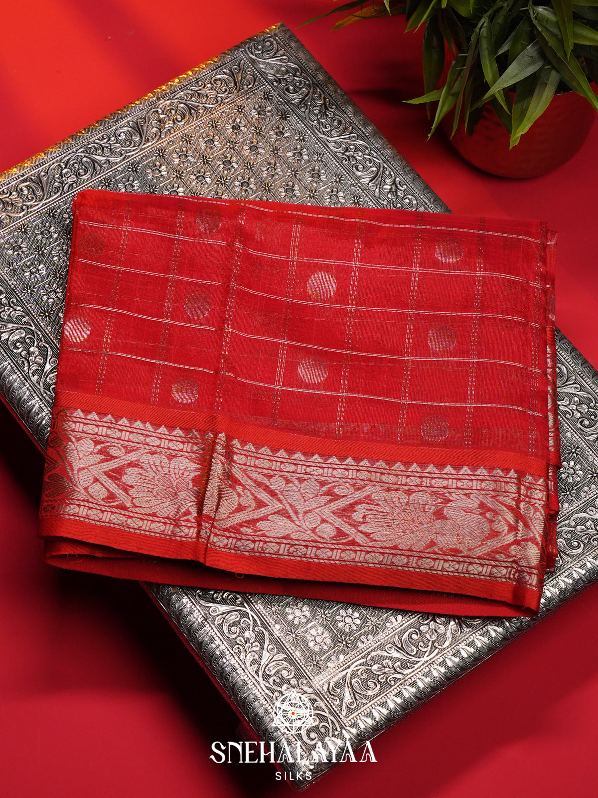 Red Mangalagiri Silk Cotton Saree