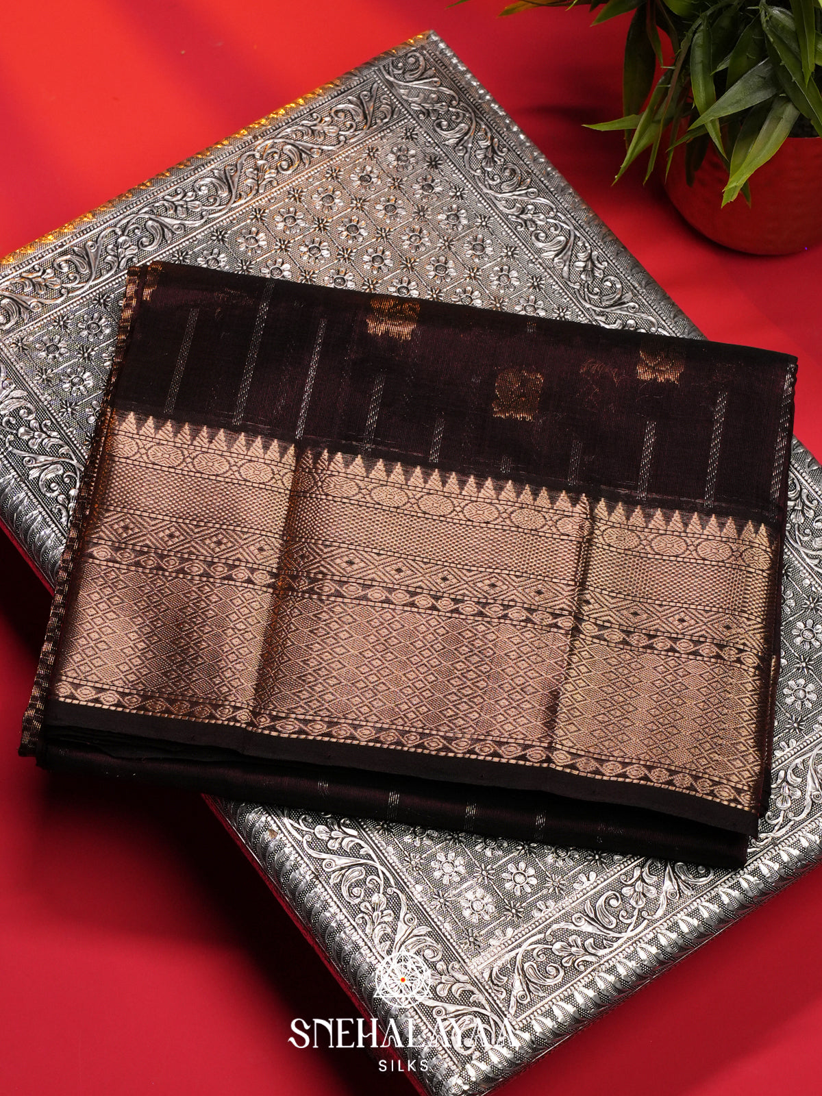 Coffee Brown Mangalagiri Silk Cotton Saree