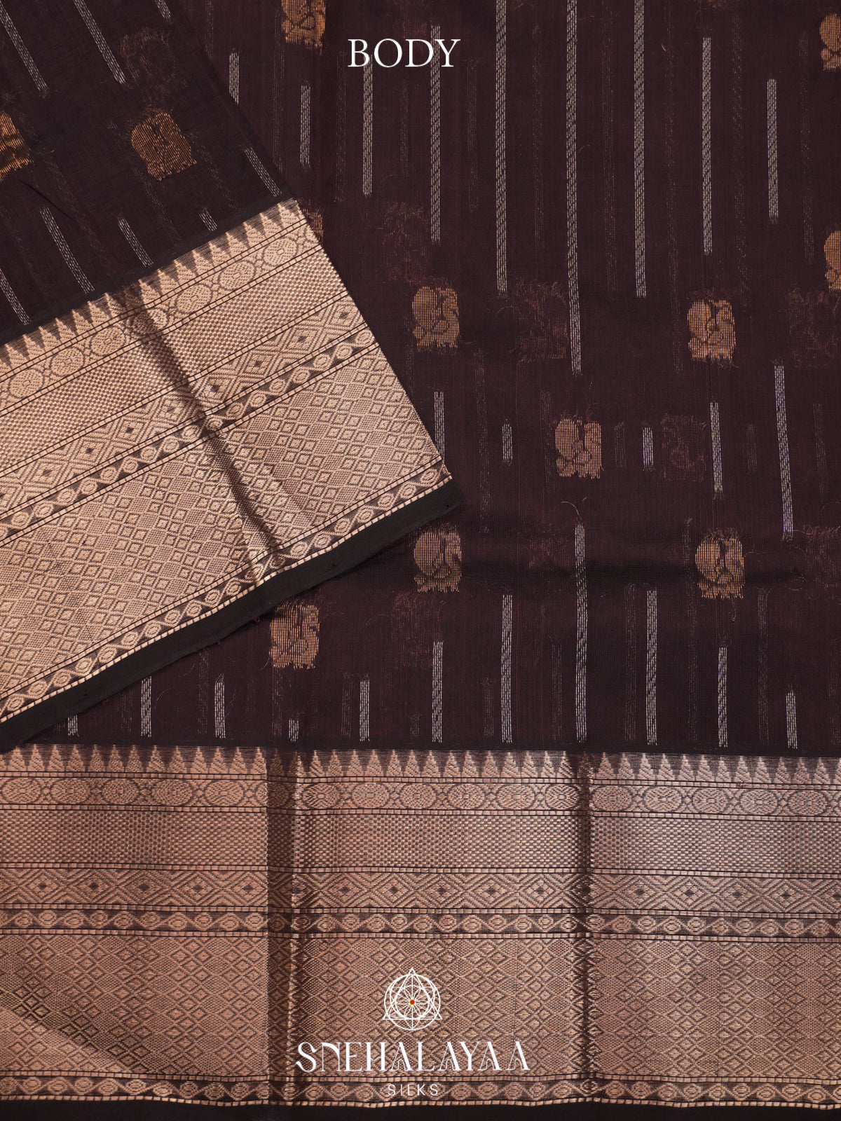 Coffee Brown Mangalagiri Silk Cotton Saree