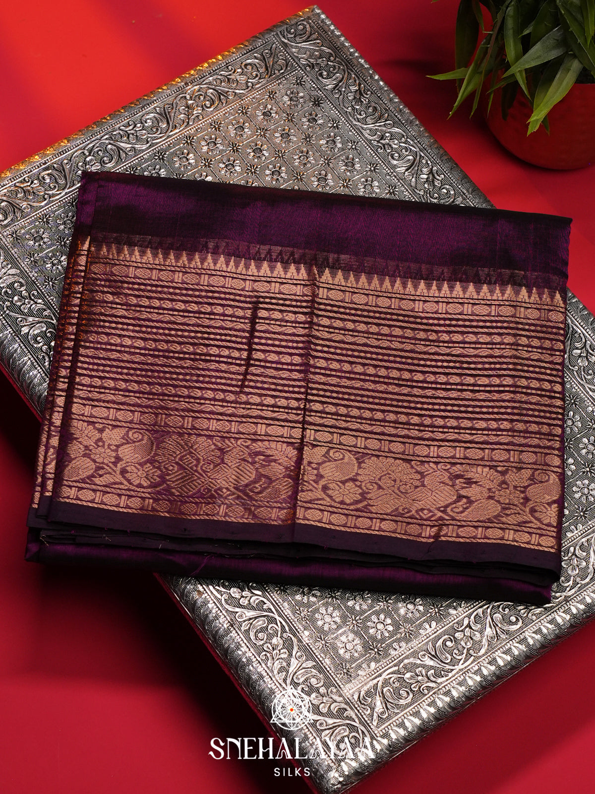 Purple Mangalagiri Silk Cotton Saree