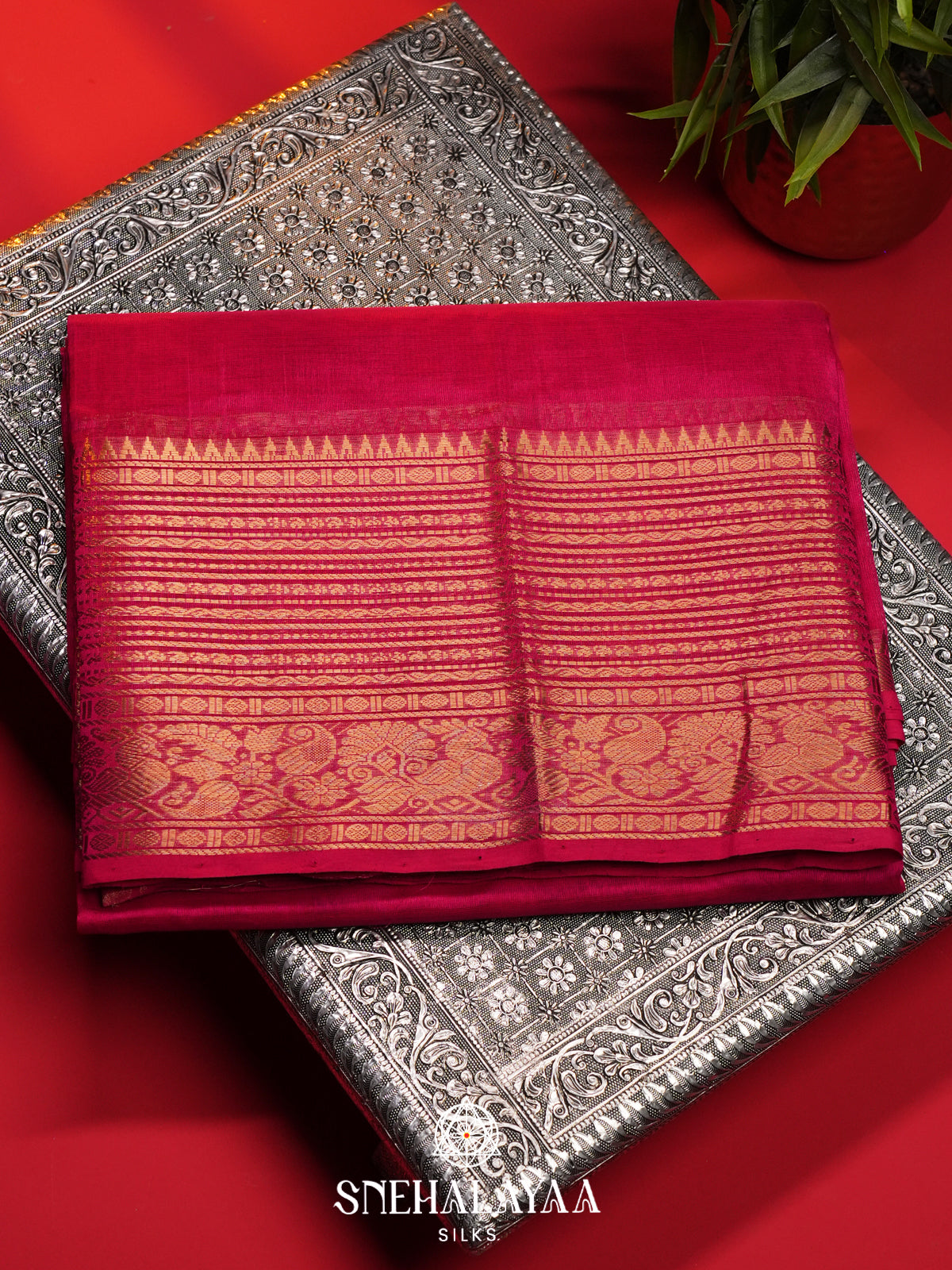 Rani Pink Mangalagiri Silk Cotton Saree