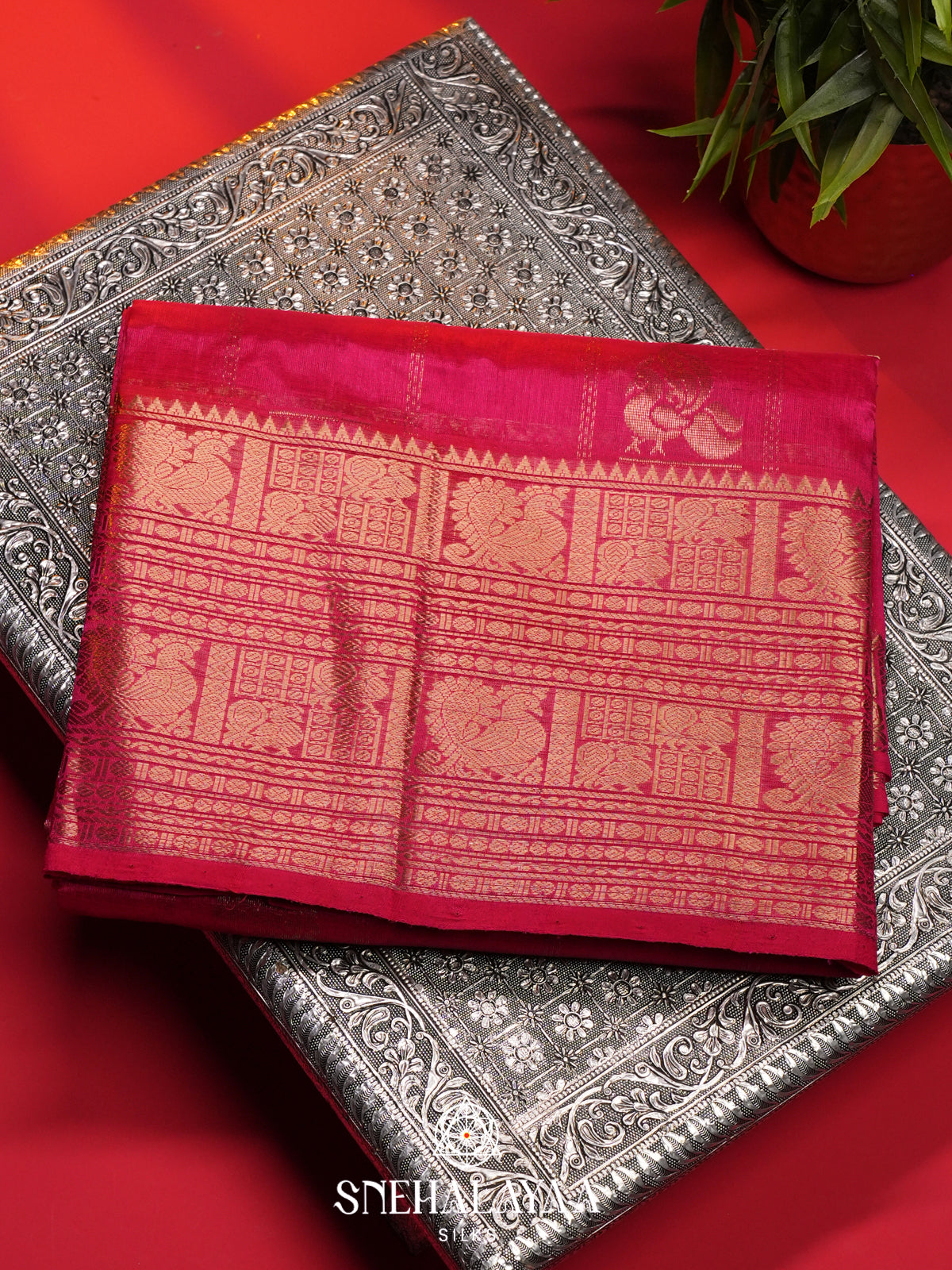 Rani Pink Mangalagiri Silk Cotton Saree