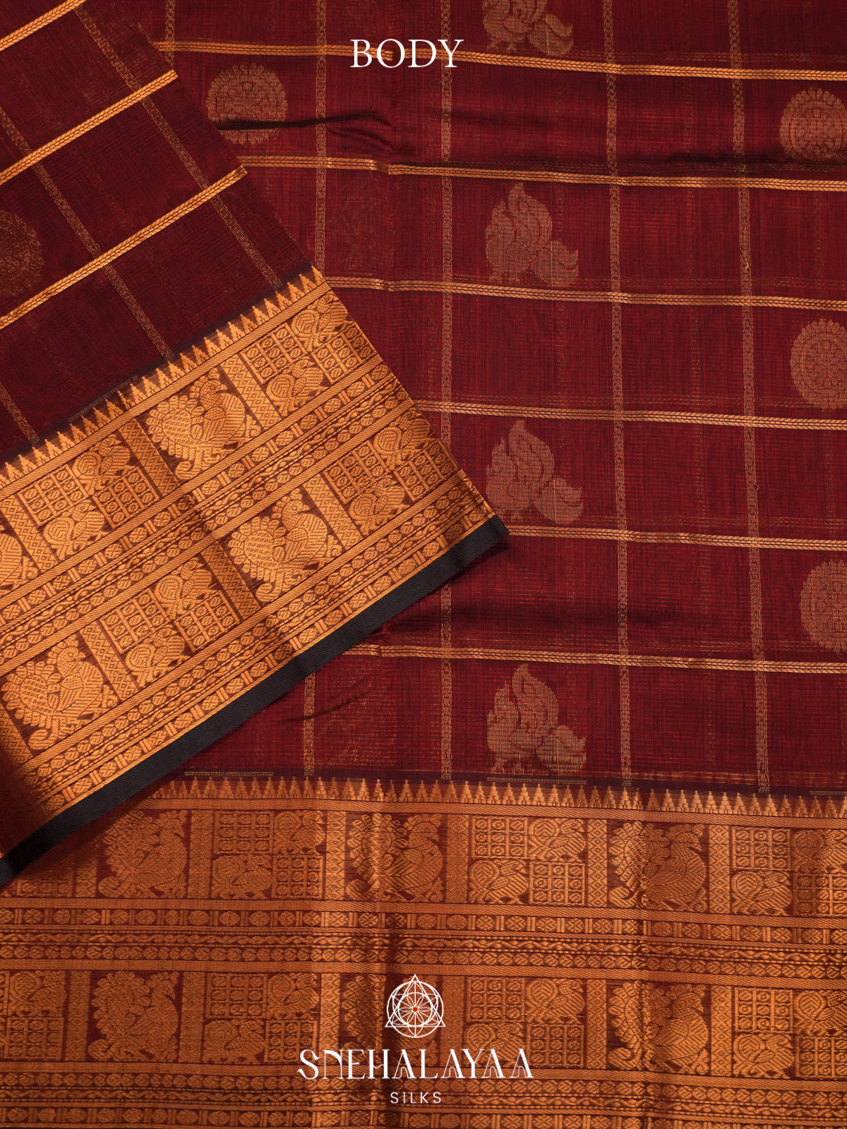 Maroon Mangalagiri Silk Cotton Saree