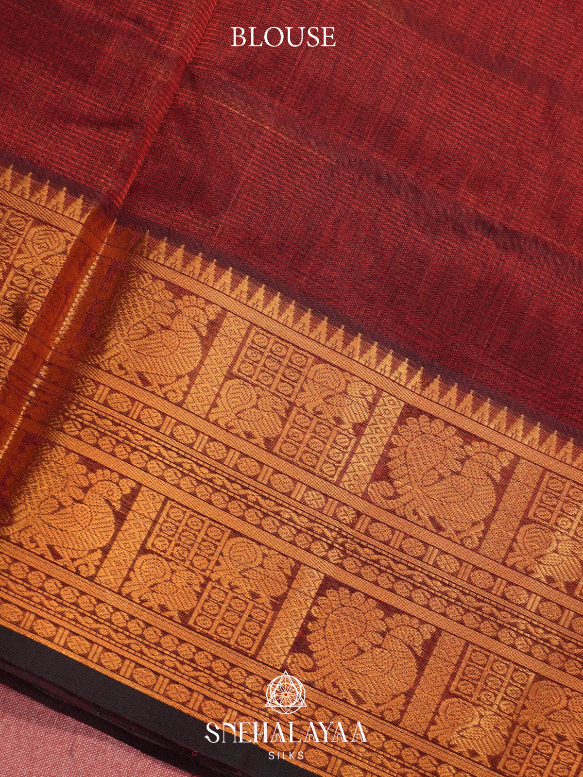 Maroon Mangalagiri Silk Cotton Saree