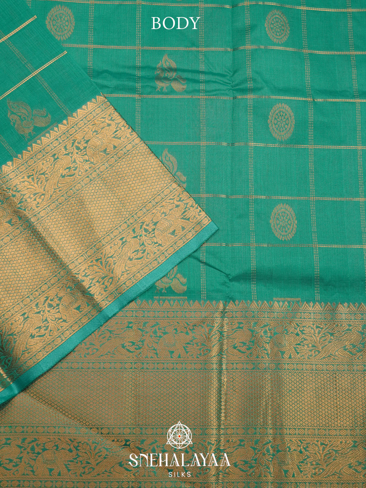 Teal Green Mangalagiri Silk Cotton Saree