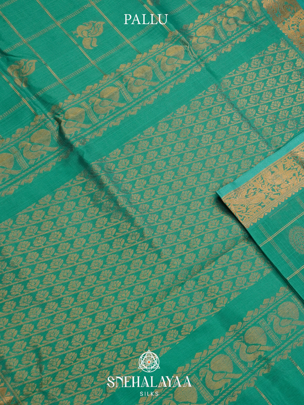 Teal Green Mangalagiri Silk Cotton Saree