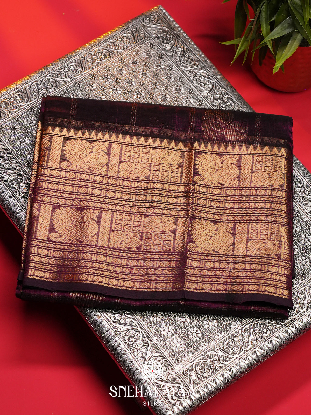 Purple Mangalagiri Silk Cotton Saree