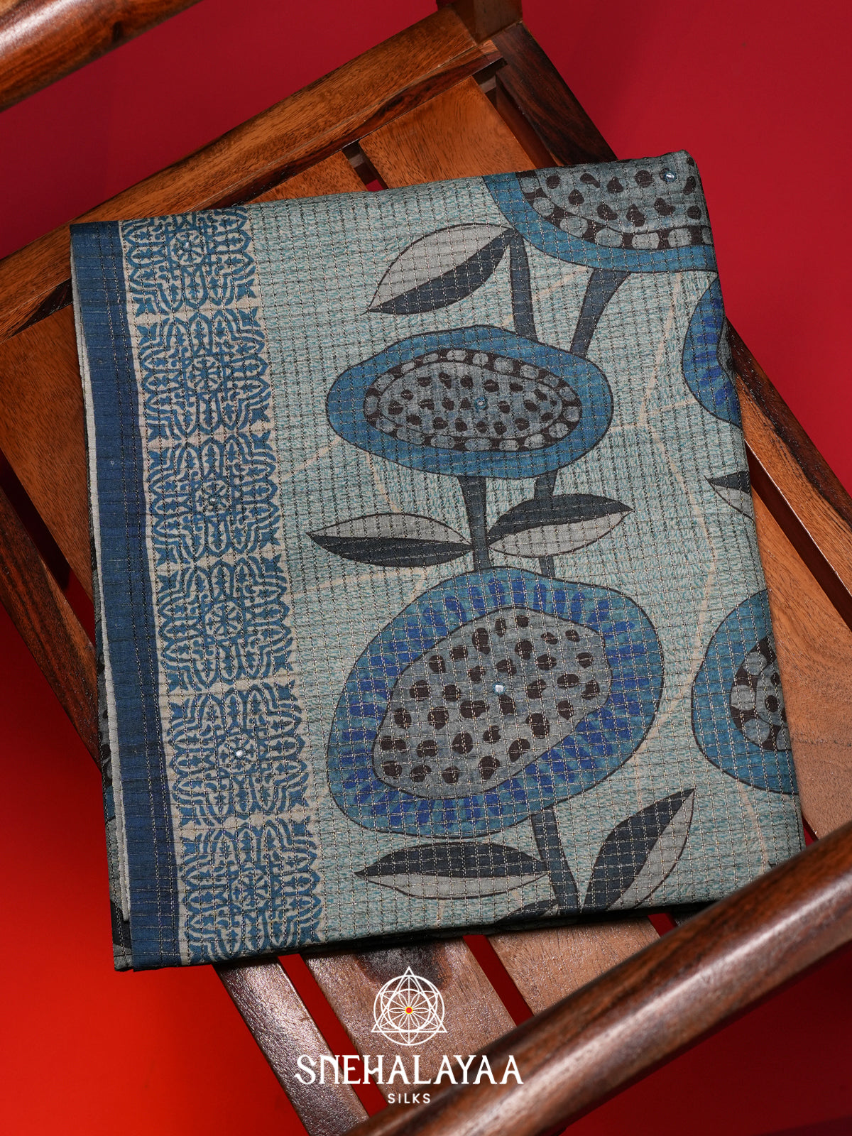 Pale Blue Tussar Saree