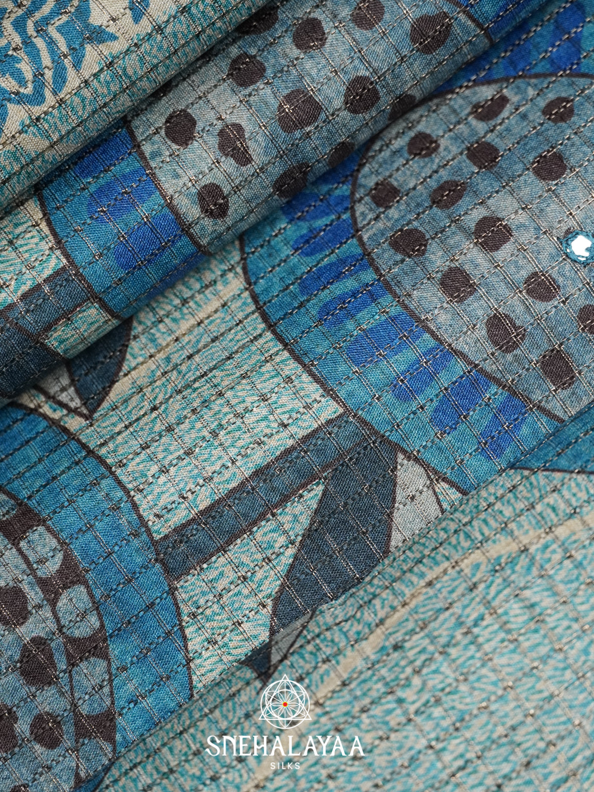 Pale Blue Tussar Saree