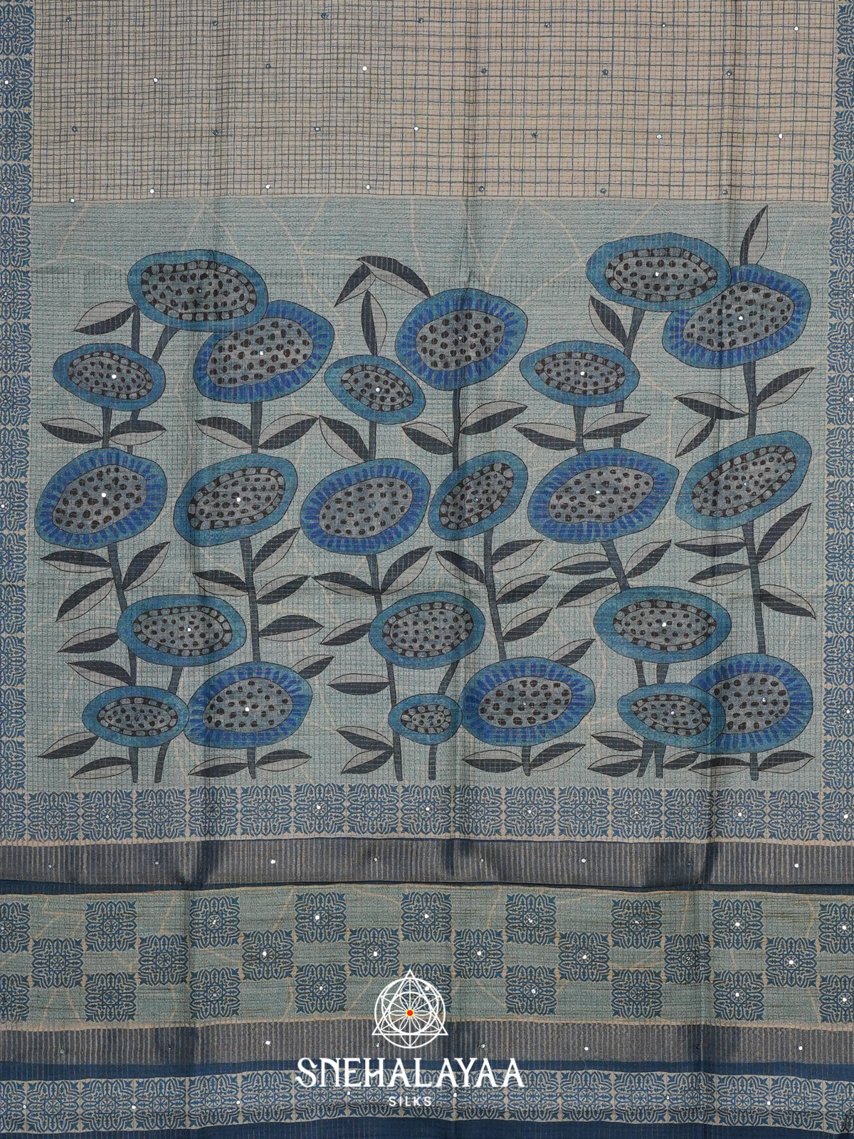 Pale Blue Tussar Saree
