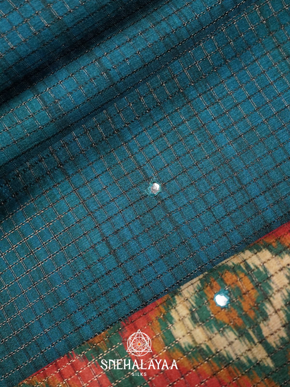 Peacock Blue Tussar Saree