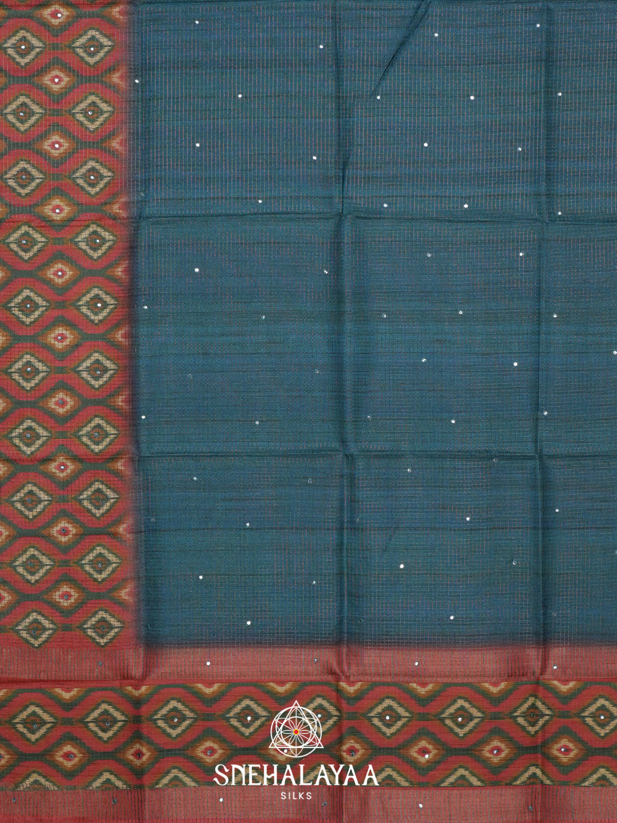 Peacock Blue Tussar Saree