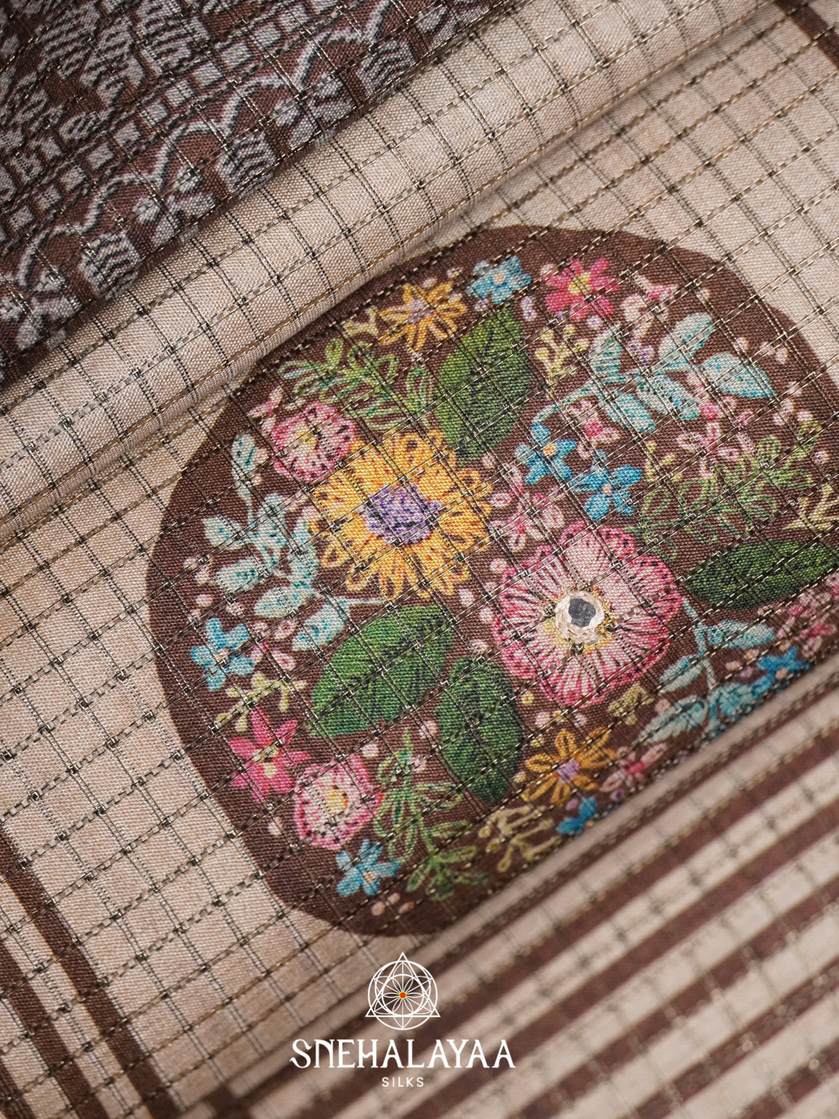 Beige With Brown Tussar Saree