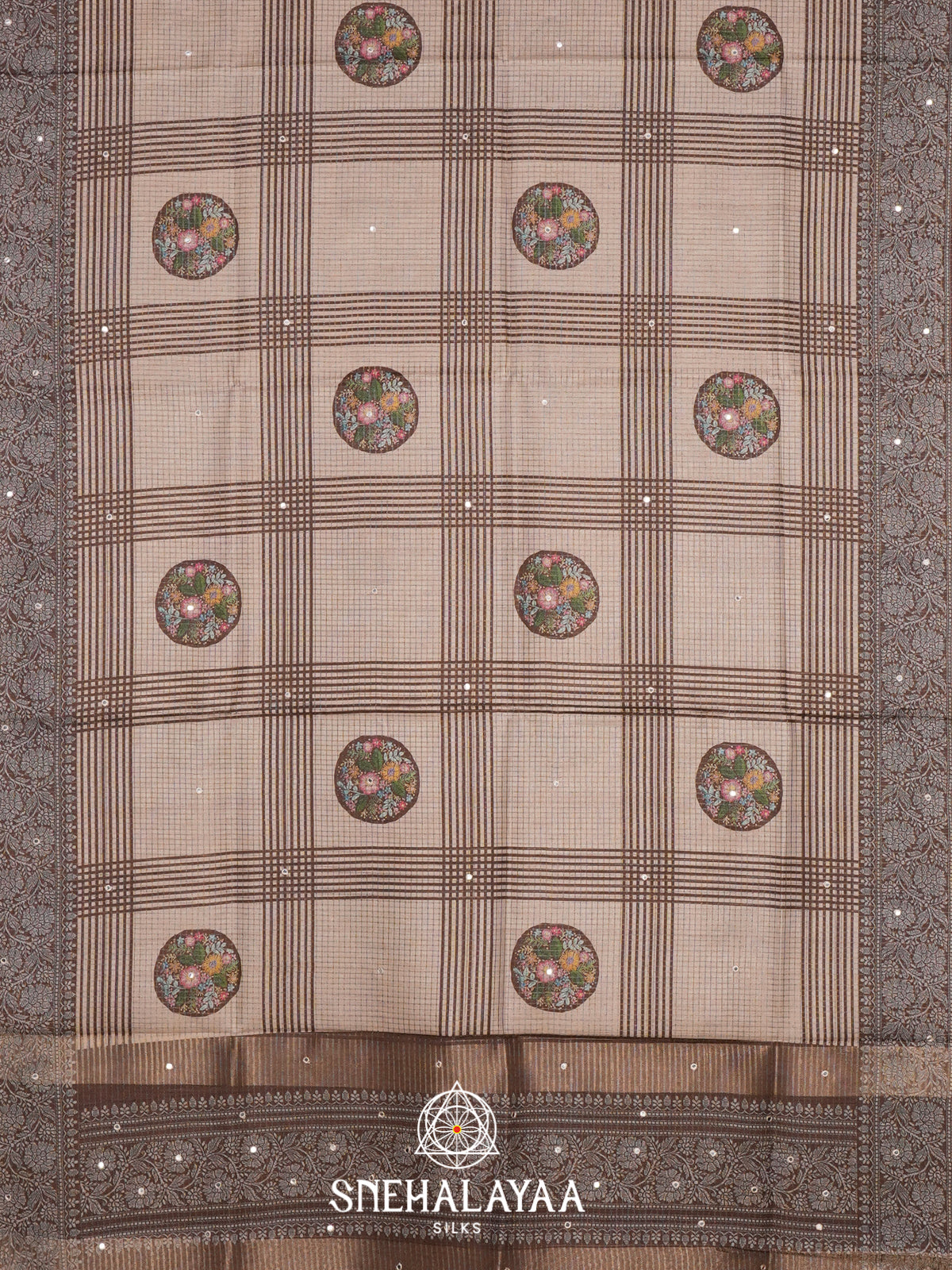 Beige With Brown Tussar Saree