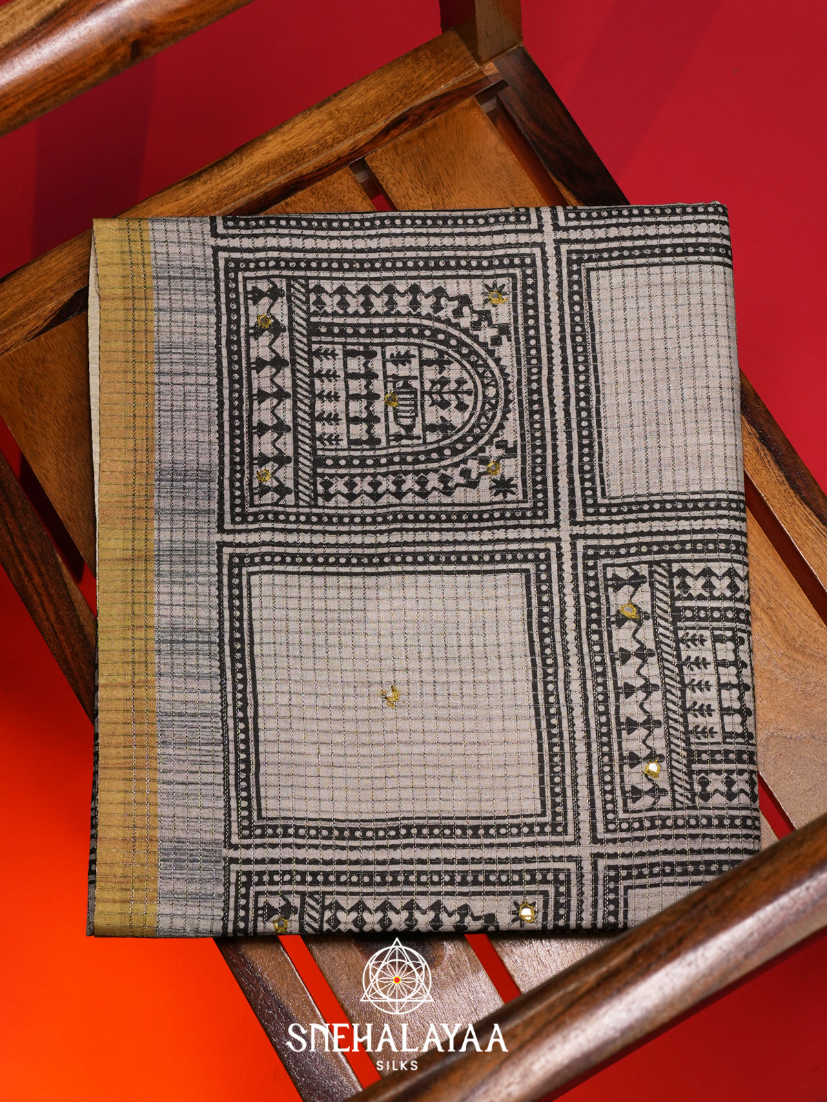 Beige With Yellow Tussar Saree
