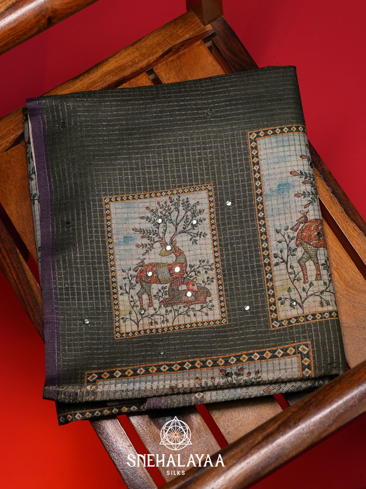 Forest Green Tussar Saree