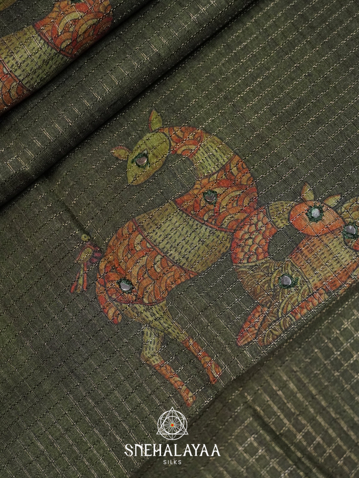 Forest Green Tussar Saree