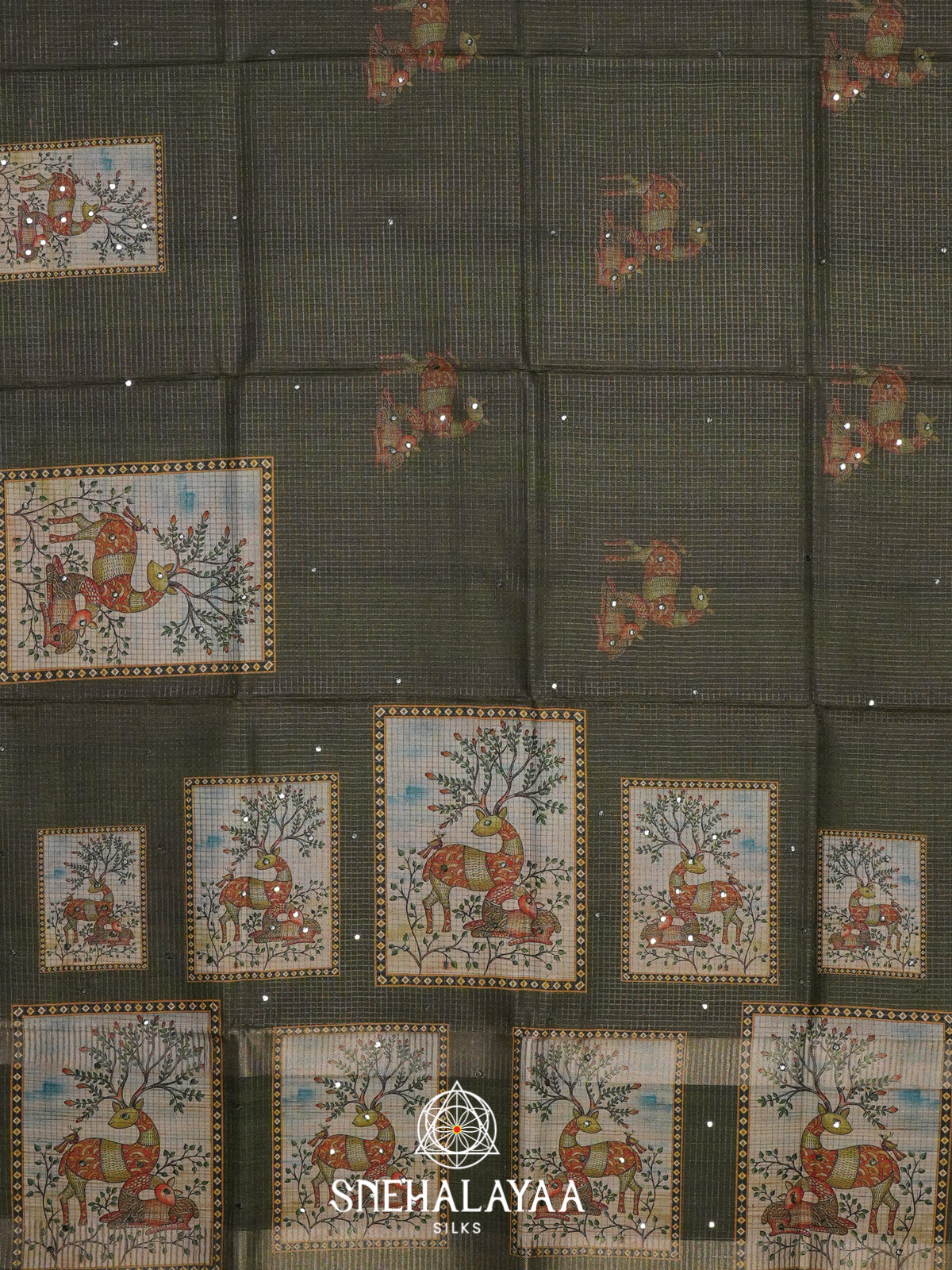 Forest Green Tussar Saree