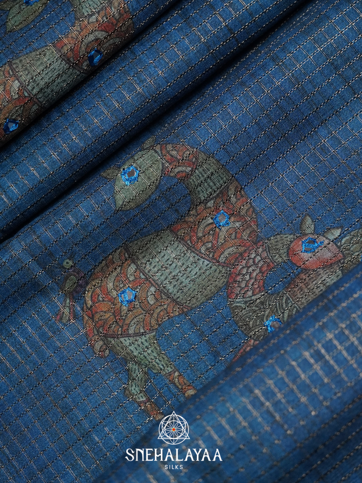 Blue Tussar Saree