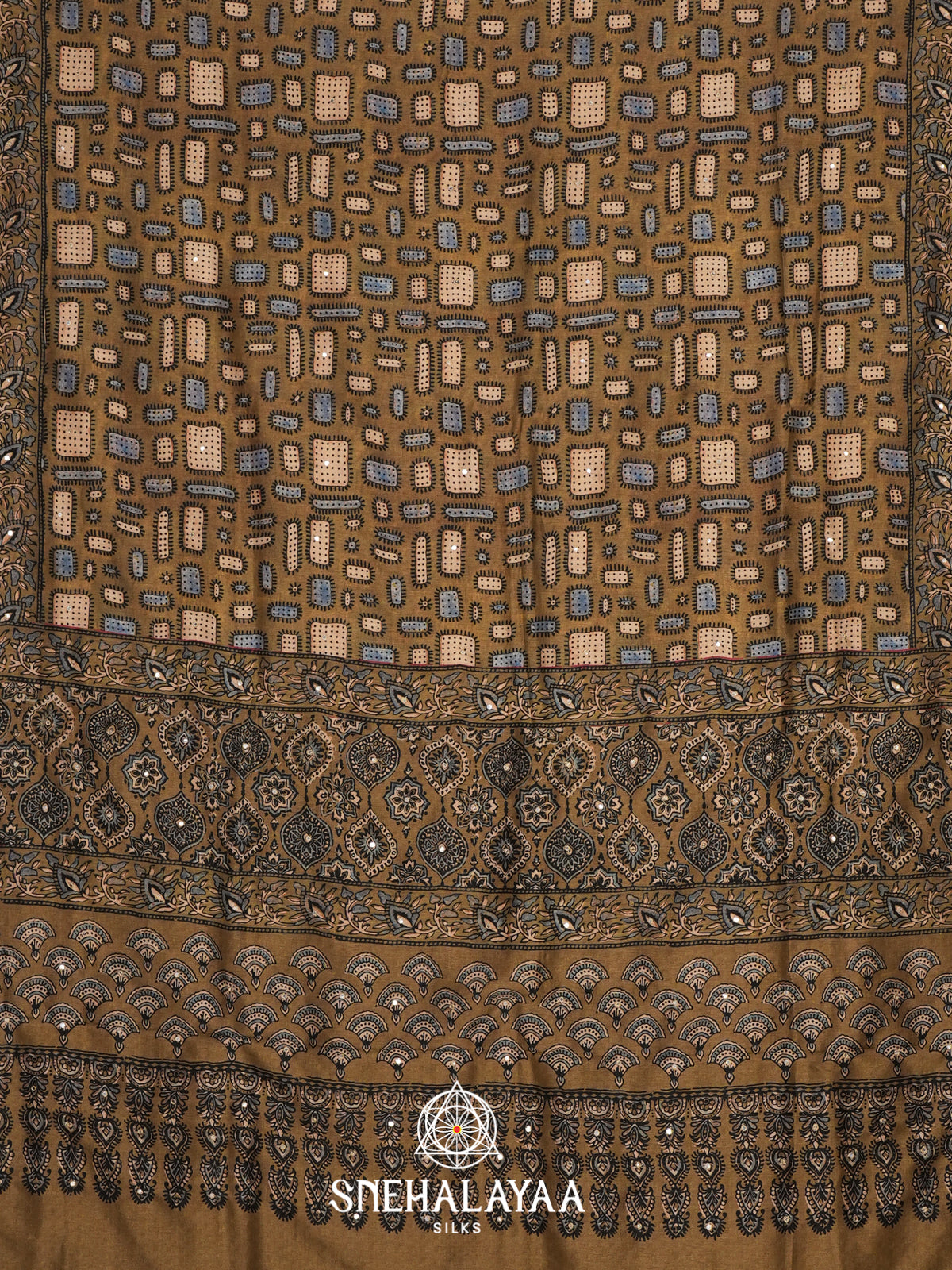 Olive Green Tussar Saree