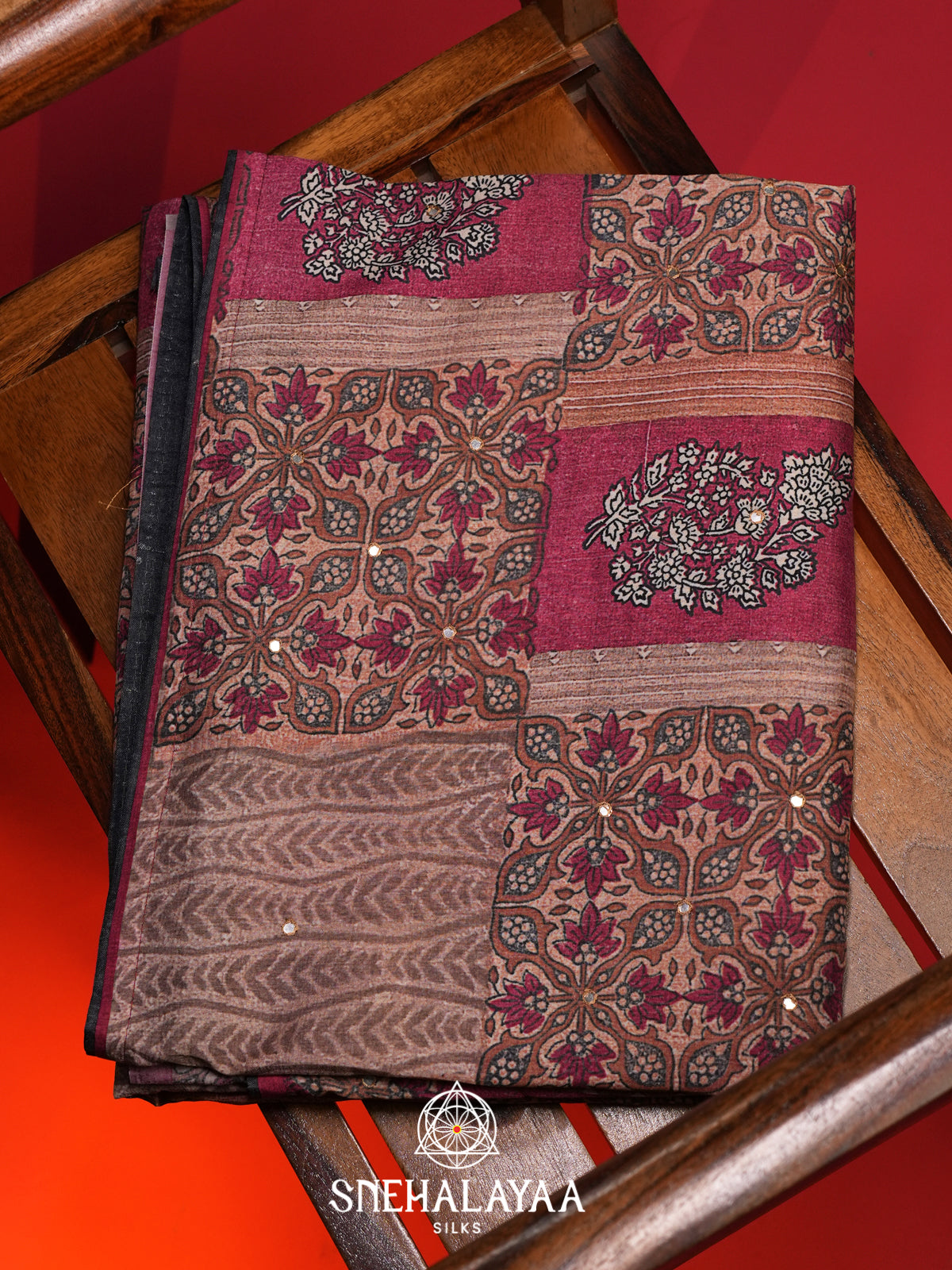 Mauve Pink Tussar Saree