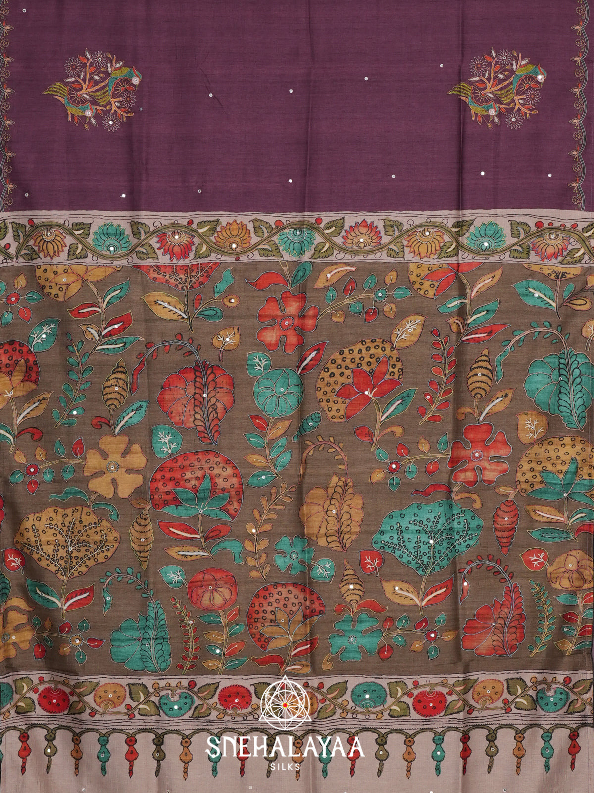 Purple Tussar Saree