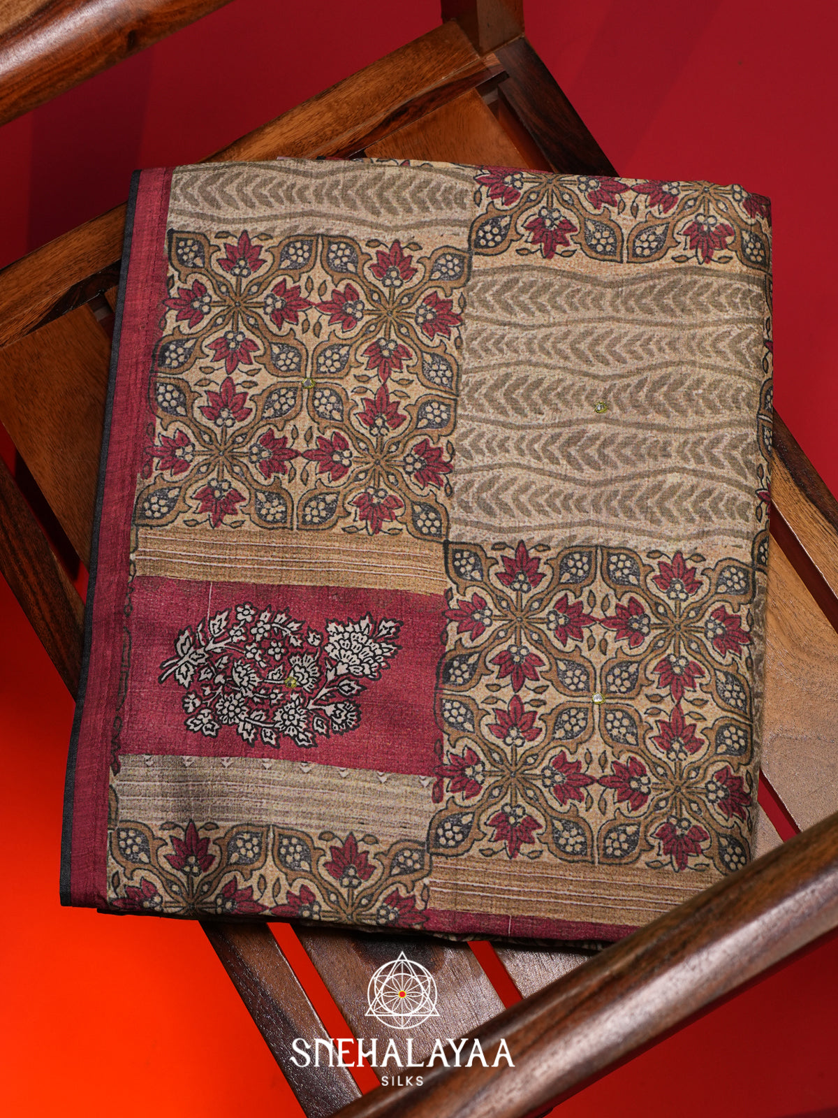Beige Tussar Saree