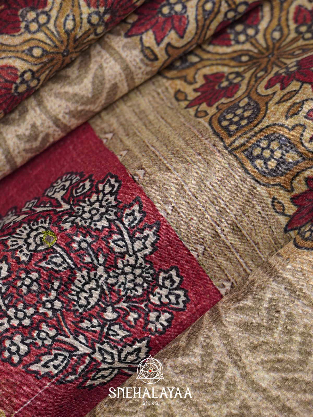 Beige Tussar Saree