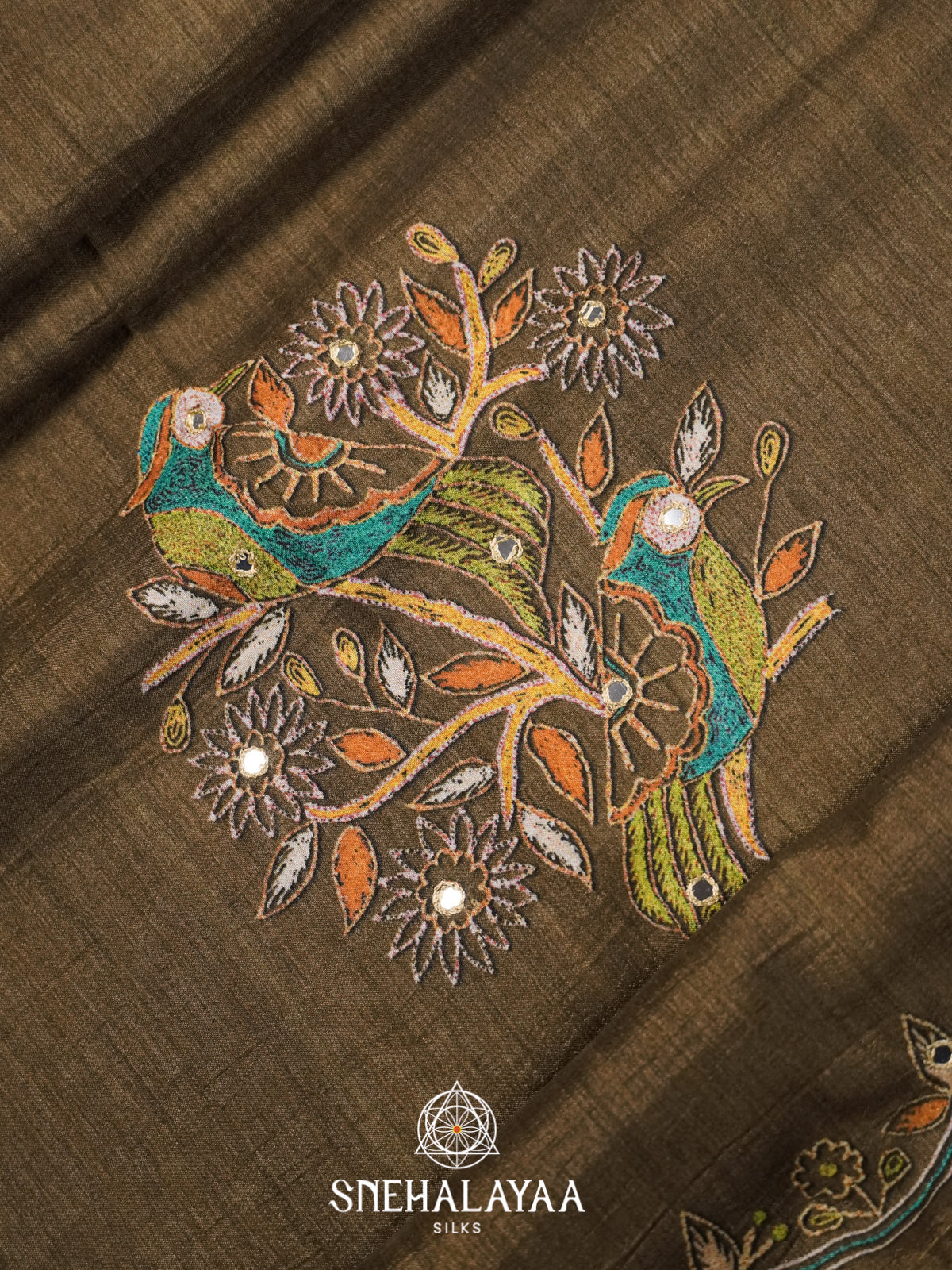 Olive Green Tussar Saree